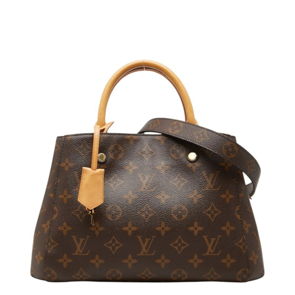 Louis Vuitton Monogram Montaigne BB Handbag Shoulder Bag 2WAY M41055 Brown Le...